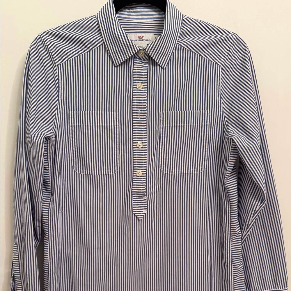Vineyard Vines Classic Blue and White Long Sleeve Dress